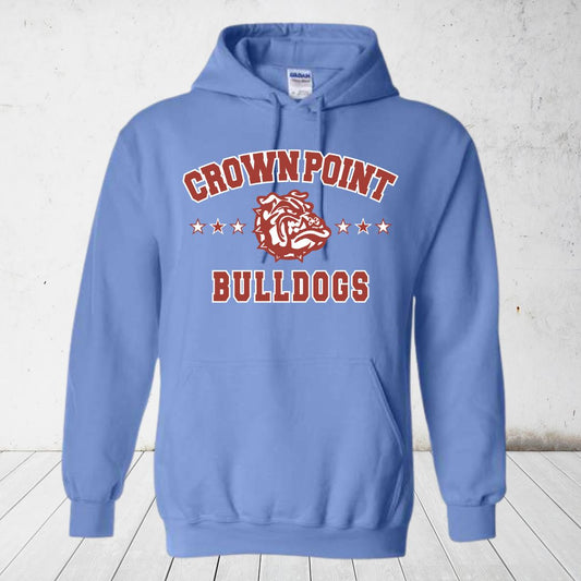 Crown Point Bulldogs Retro Blue Hooded Sweatshirt (Adult)