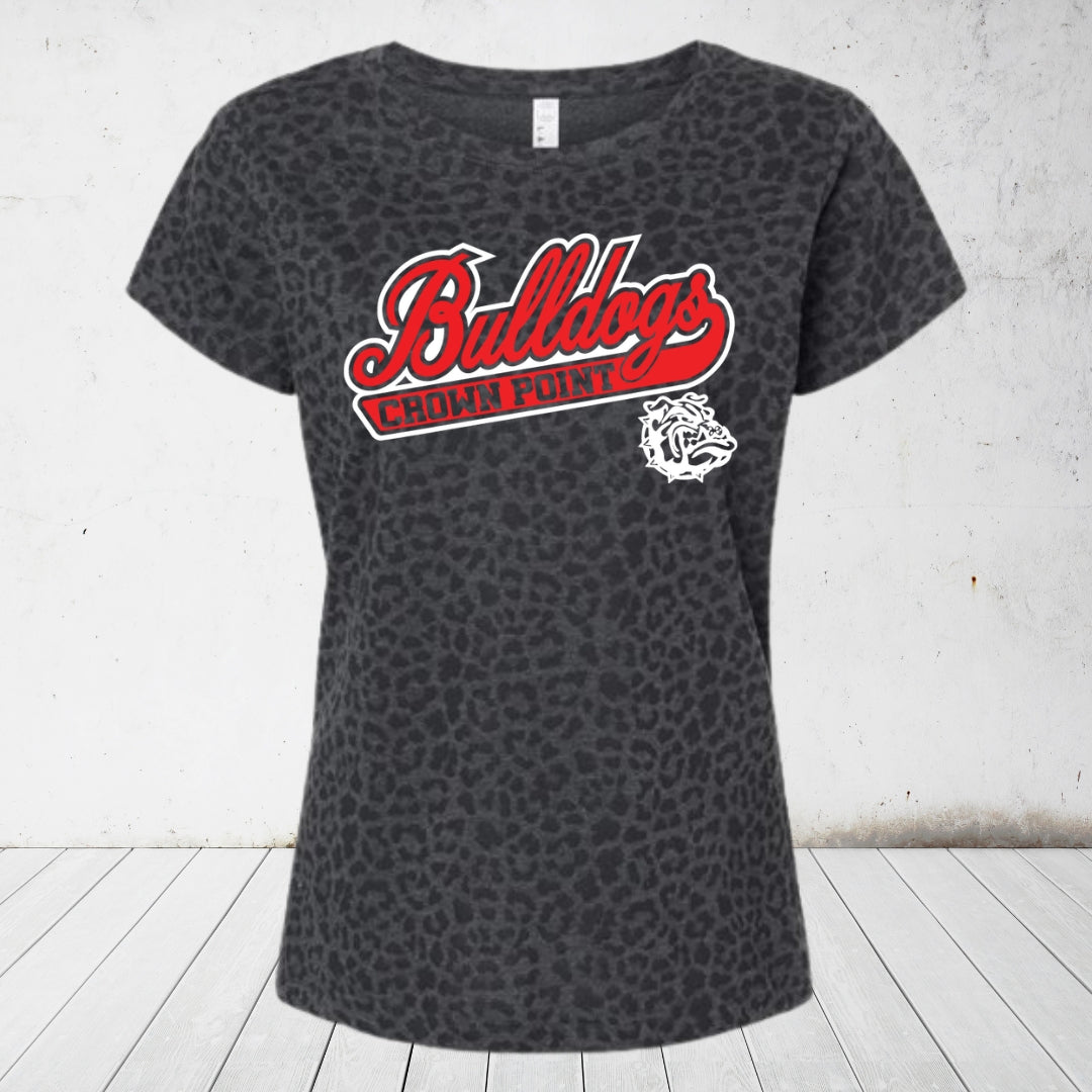 Women's Bulldog Leopard Print T-shirt