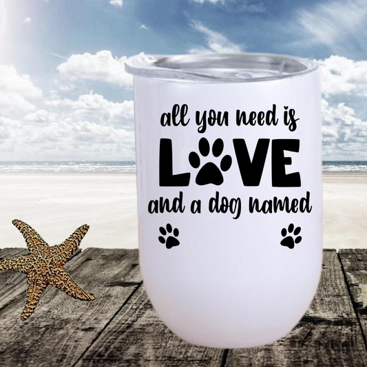 Personalized Dog name Wine Tumbler