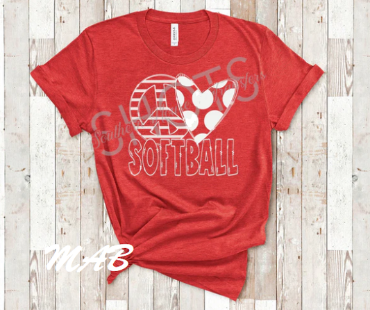 Peace Love Softball T-shirt