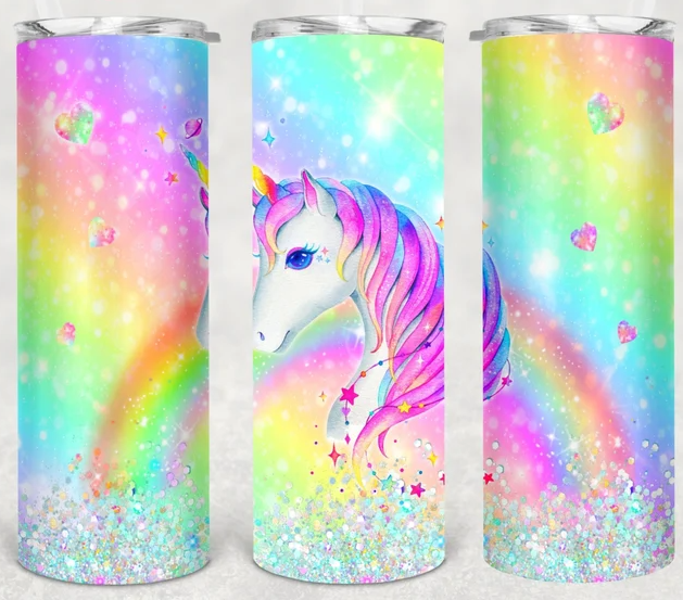 unicorn Personalized Stainless Steel 20oz. Tumbler with metal