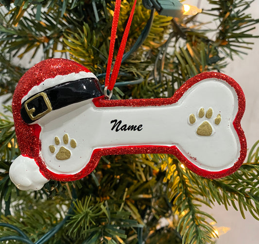 Santa Dog Bone Ornament