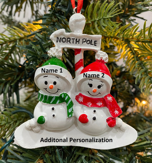 North Pole Snowman Family Ornament